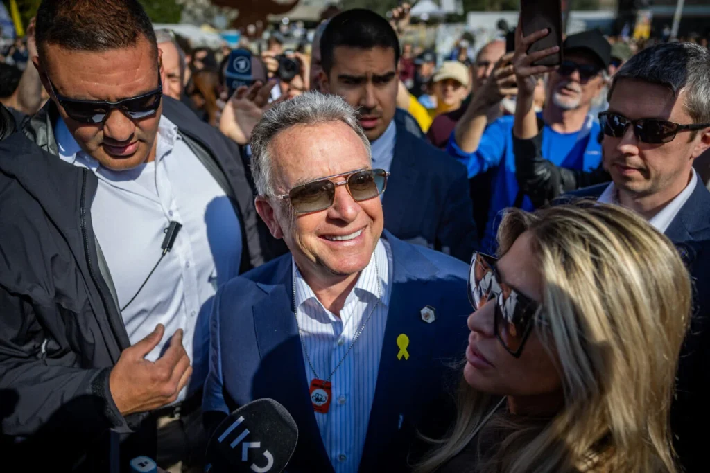 Steve Witkoff, the U.S. special envoy to the Middle East, at Hostage square in Tel Aviv, Jan. 30, 2025. Photo by Yonatan Sindel/Flash90.